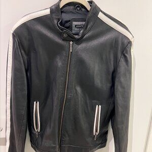 Aviatrix Leather Black & White Biker Jacket